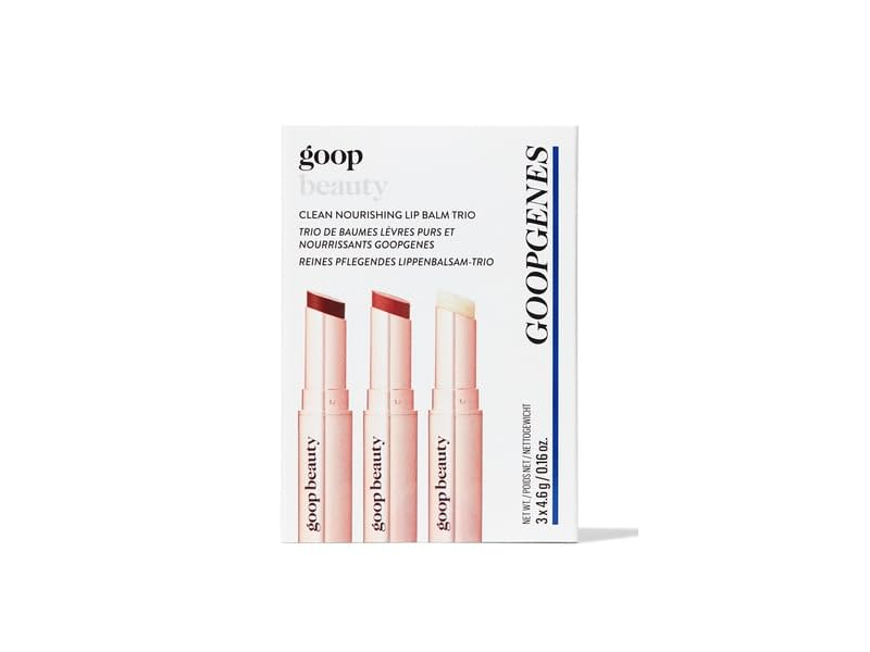 Goop Beauty Clean Nourishing Lip Balm Trio, Clear, Garnet & Rose, 0.16 oz/4.6 g