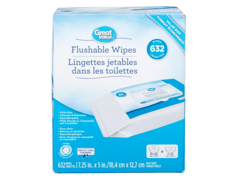 Great Value Flushable Wipes, 632 Count