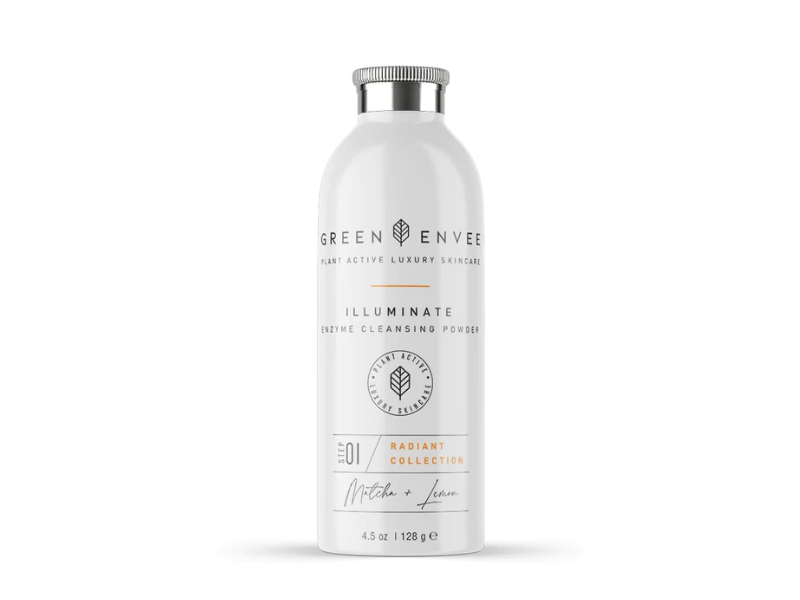 Green Envee Illuminate Enzyme Cleansing Powder, Matcha + Lemon, 4.5 oz/128 g