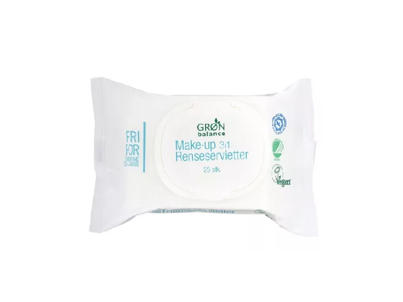 Gron Balance Make-up 3:1 Cleansing Wipes, 25 Count