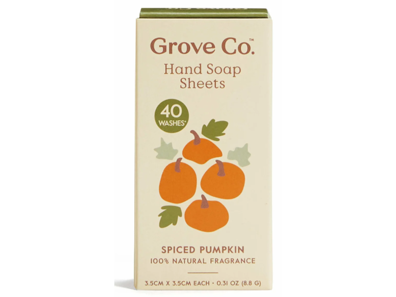 Grove Co Hand Soap Sheets, Spiced Pumpkin, 0.31 oz/8.8 g, 40 Wash
