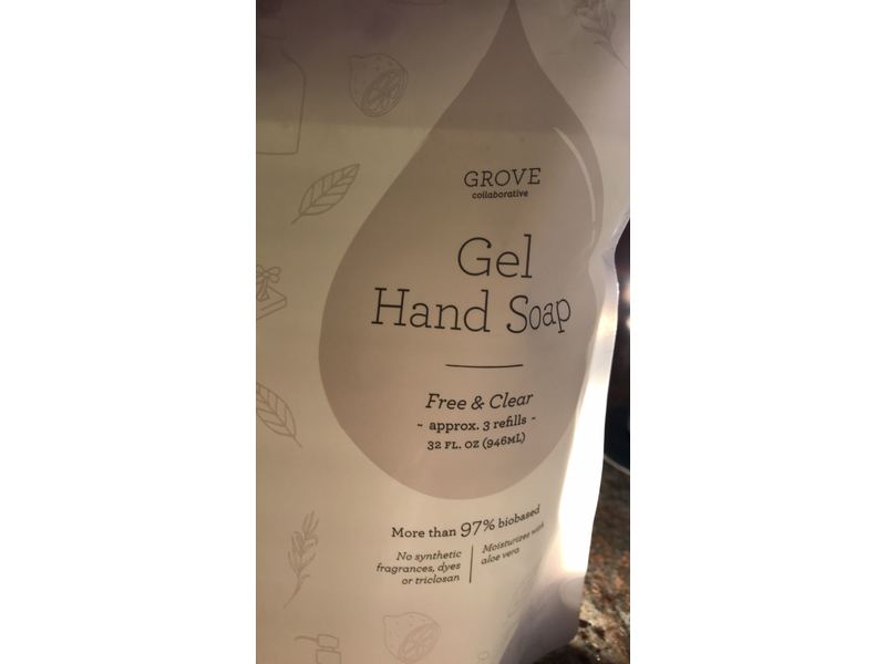 Grove Gel Hand Soap, Free & Clear, 32 fl oz/946 mL
