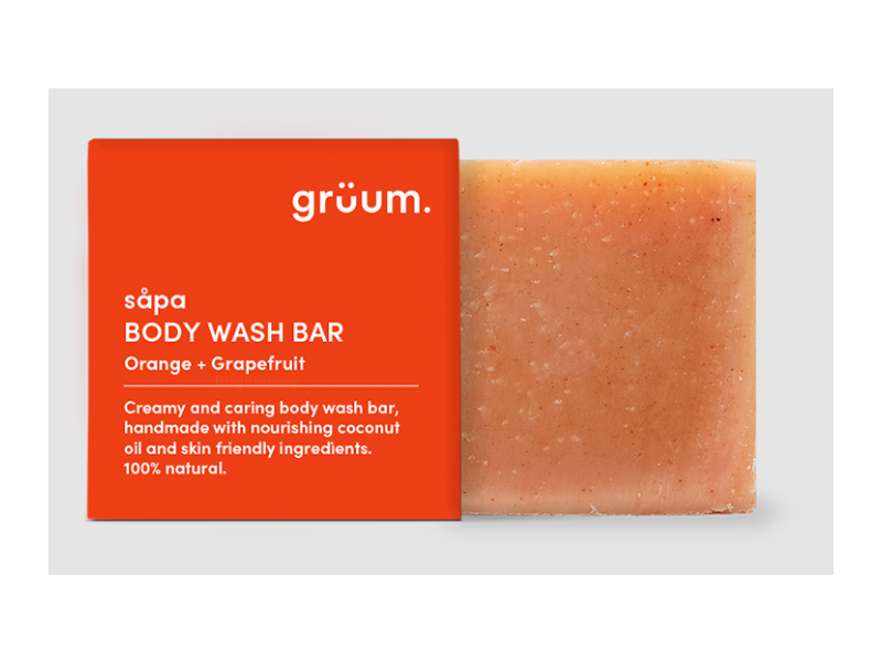 Gruum Sapa Body Wash Bar, Orange + Grapefruit, 35 g