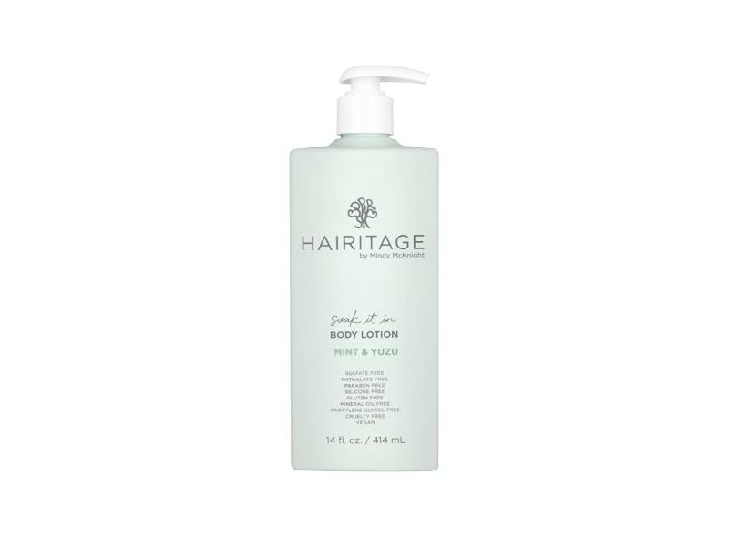 Hairitage By Mindy Mcknight Soak It In Body Lotion, Mint & Yuzu, 14 fl oz/414 mL