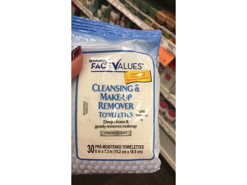 Harmon Face Values Cleansing & Make-up Remover Towelettes, Fresh Scent, 30 ct