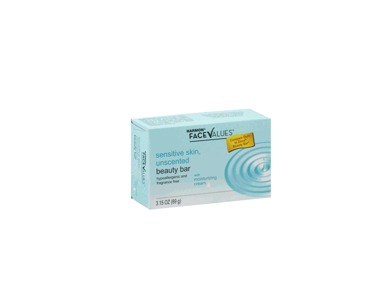 Harmon Face Values Sensitive Skin Unscented Beauty Bar, 3.15 oz
