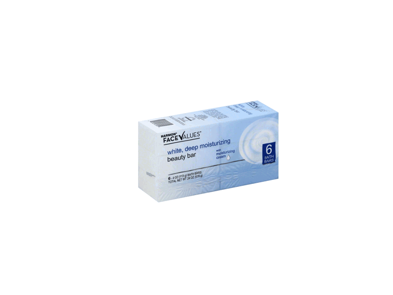 Harmon Face Values White Deep Moisturizing Beauty Bar, 4 oz (6 pack)