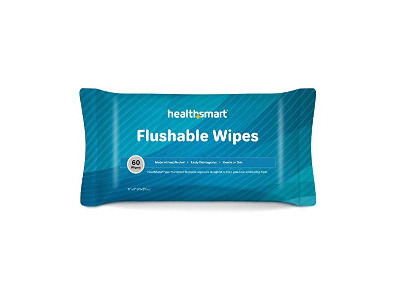 HealthSmart Flushable Wipes, 60 Count