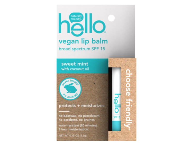 Hello Vegan Lip Balm, SPF 15, Sweet Mint, 0.15 oz/4.2 g