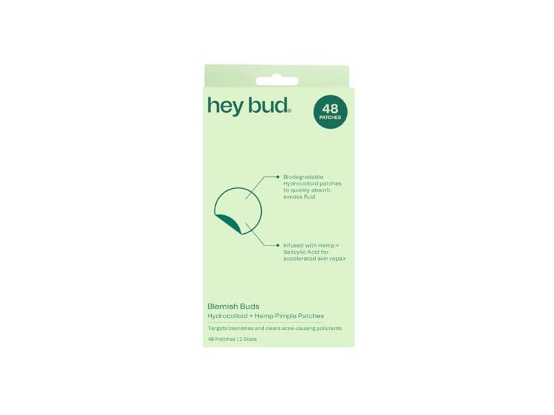 Hey Bud Pimple Patches, Hydrocolloid + Hemp, 48 Count