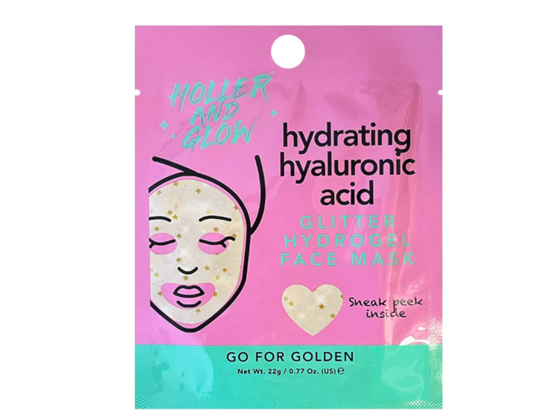 Holler & Glow Go For Golden Glitter Hydrating Hydrogel Face Mask, Hyaluronic Acid, 0.77 oz/22 g