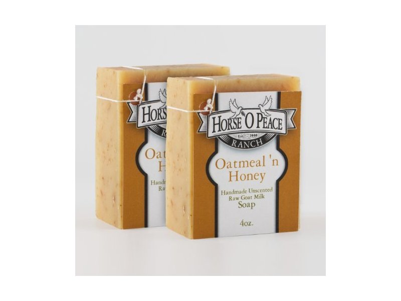 Horse O Peace Ranch Oatmeal 'n Honey Handmade Unscented Raw Goat Milk Soap, 4 oz (2 Pack)