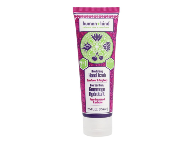 Human+Kind 2 In 1Moisturizing Hand Scrub, Elderflower & Raspberry, 2.5 fl oz/75 mL