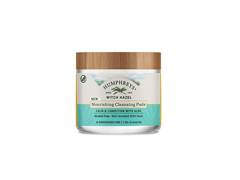 Humphreys Nourishing Witch Hazel Cleansing Pads, Aloe, 60 Counts