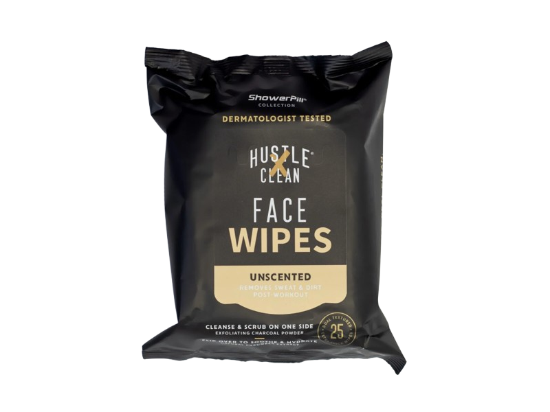 Hustle Clean Face Wipes, Unscented, 25 Count, Pack Of 4