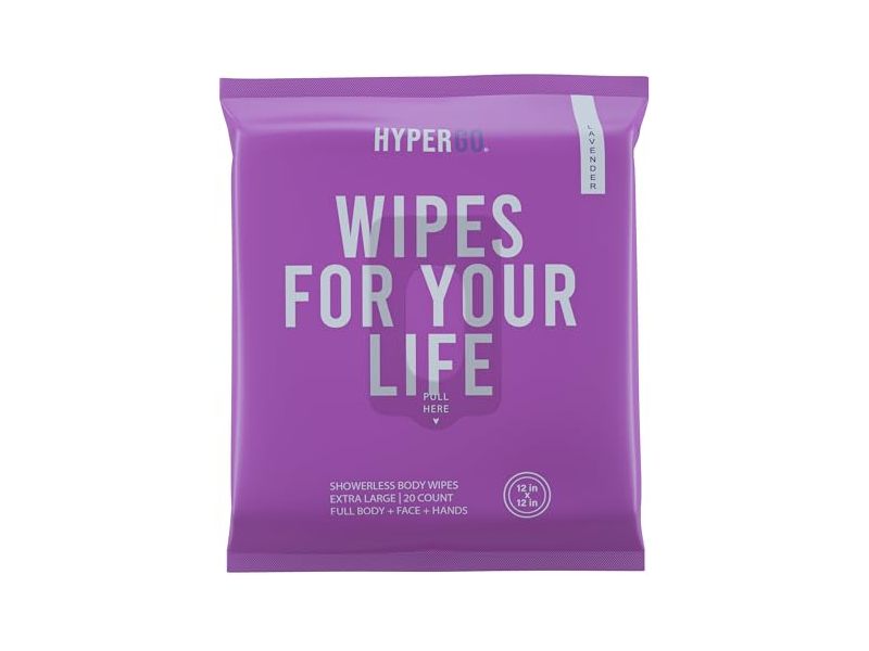 HyperGo Showerless Body Wipes, Lavender, 20 Count