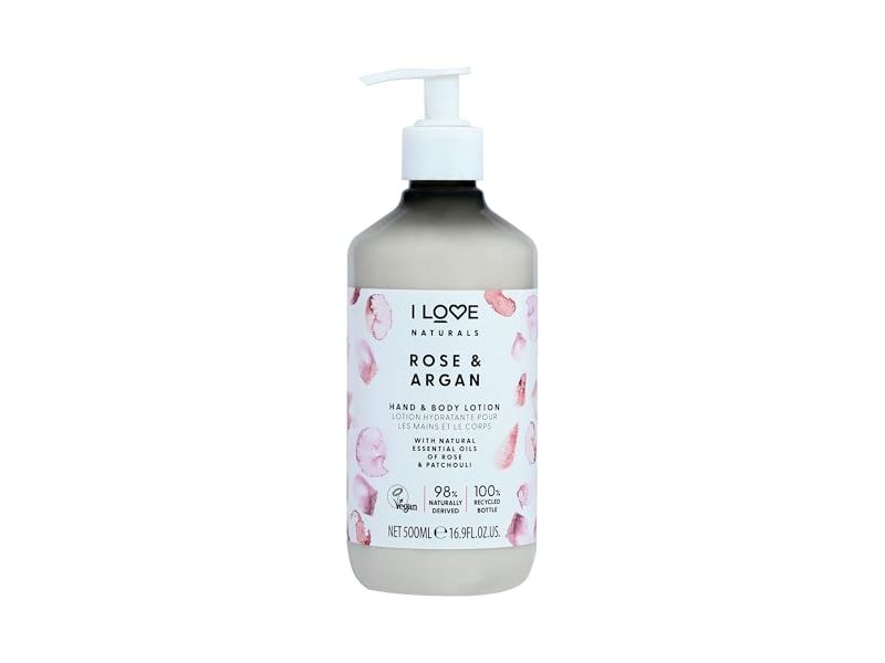 I Love Naturals Hand & Body Lotion, Rose & Argan, 16.9 fl oz/500 mL