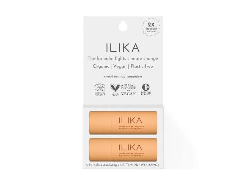 Ilika Lip Balm, Sweet Orange Tangerine, 0.3 oz/8.5 g, Pack Of 2