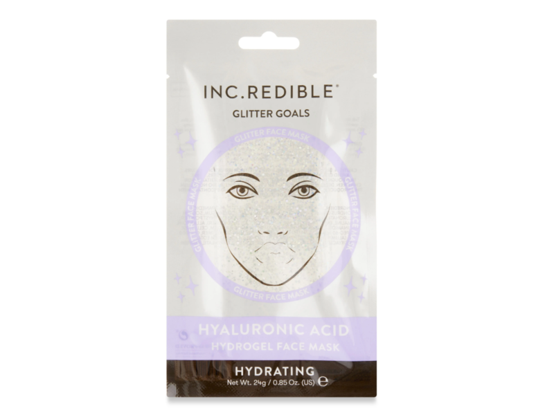 Inc.redible Glitter Goals Hydrogel Face Mask, Hyaluronic Acid, 0.85 oz/24 g
