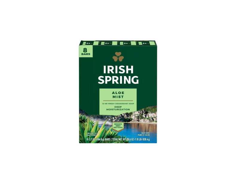Irish Spring Bar Soap, Aloe Mist, 4 oz/113 g, Pack Of 8