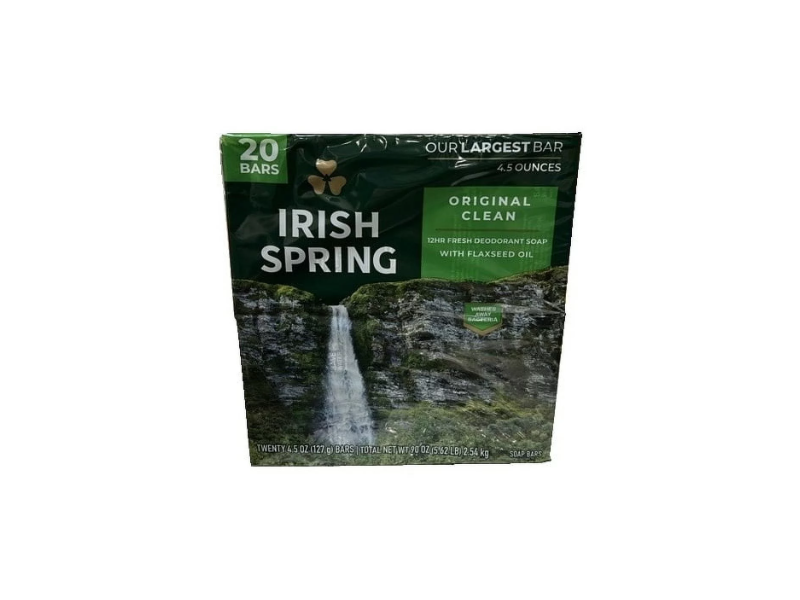 Irish Spring Deodorant Bar Soap, Original Clean, 4.5 oz/127 g, Pack Of 20