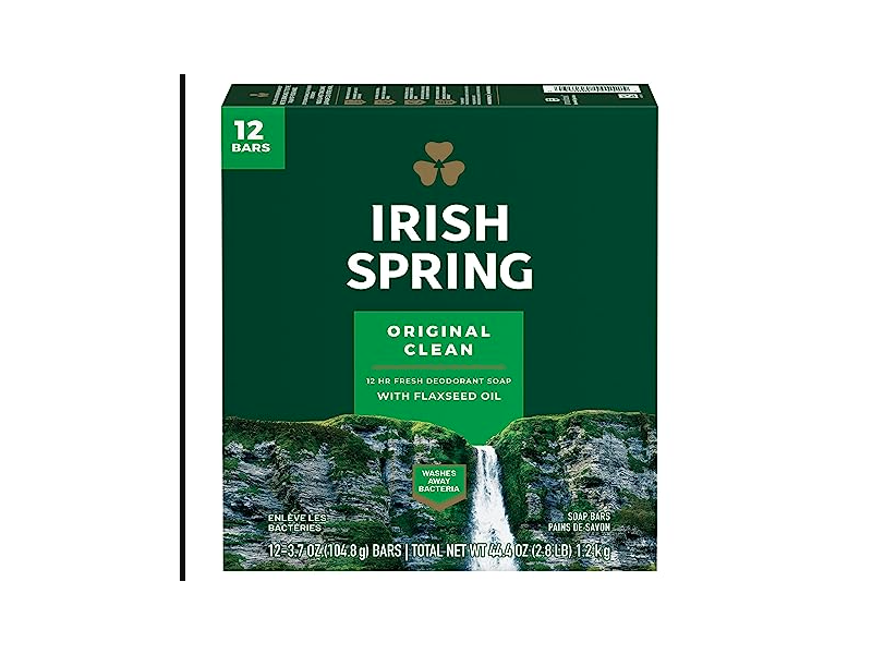 Irish spring Fresh Deodorant Soap, Original Clear, 3.7 oz/104.8 g, 12 Bar
