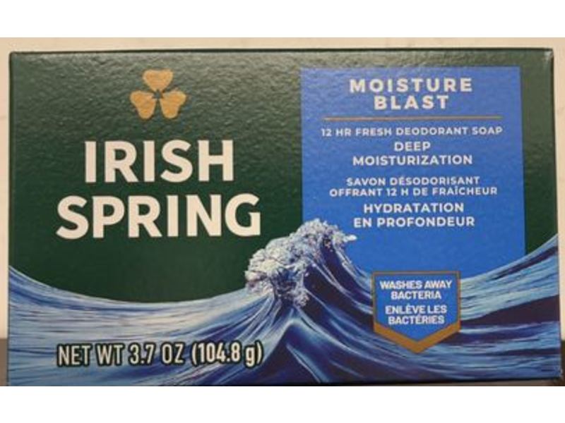 Irish Spring Moisture Blast Deep Moisturization Fresh Deodorant Soap, 3.7 oz/104.8 g