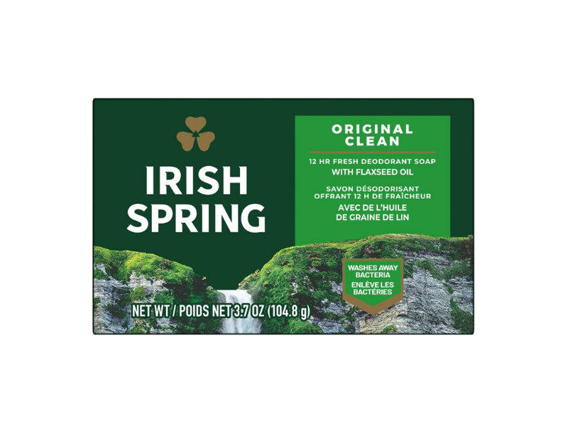 Irish Spring Original Clean Fresh Deodorant Soap, Flaxseed Oil, 3.7 oz/104.8 g, Pack Of 3