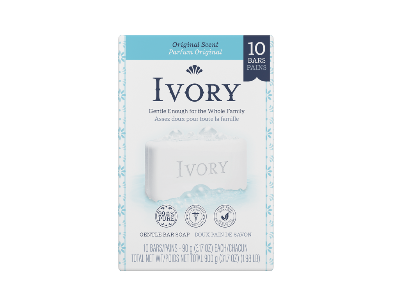 Ivory Gentle Original Bar Soap, 3.17 oz/90 g, 10 Counts