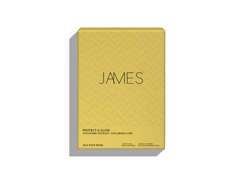 James Protect & Glow Silk Face Mask, Honey Extract & Hyaluronic Acid, 1 fl oz/30 mL, 5 Counts