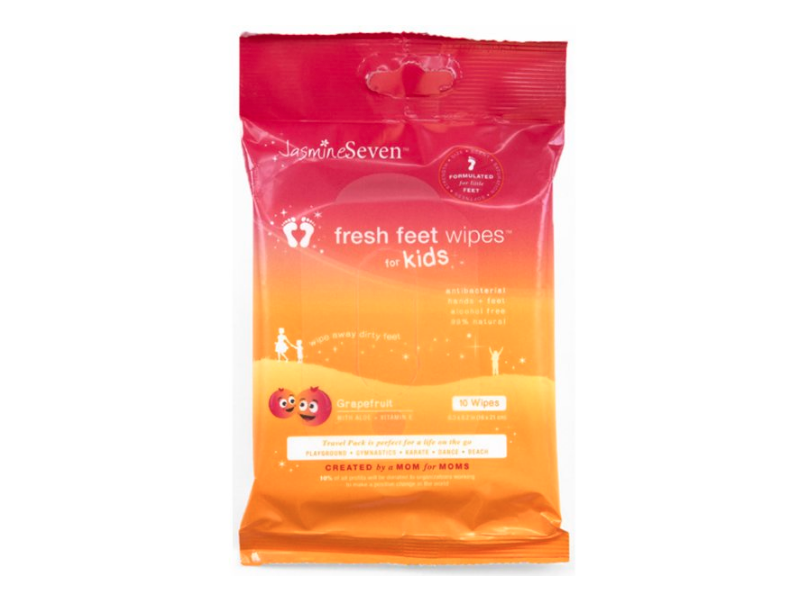 Jasmineseven Fresh Feet Wipes For Kids, Grapefruit, 10 Ct
