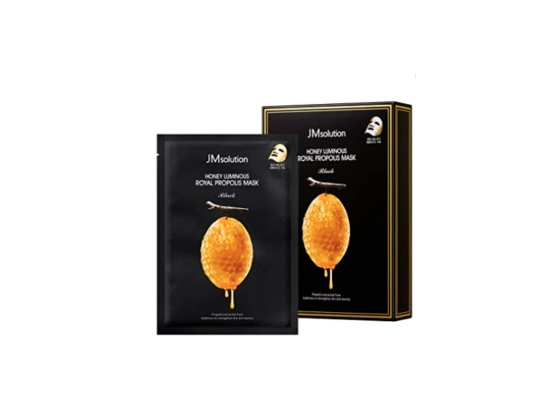 JMsolutions Honey Luminous Royal Propolis Mask, Black, 10 Sheets