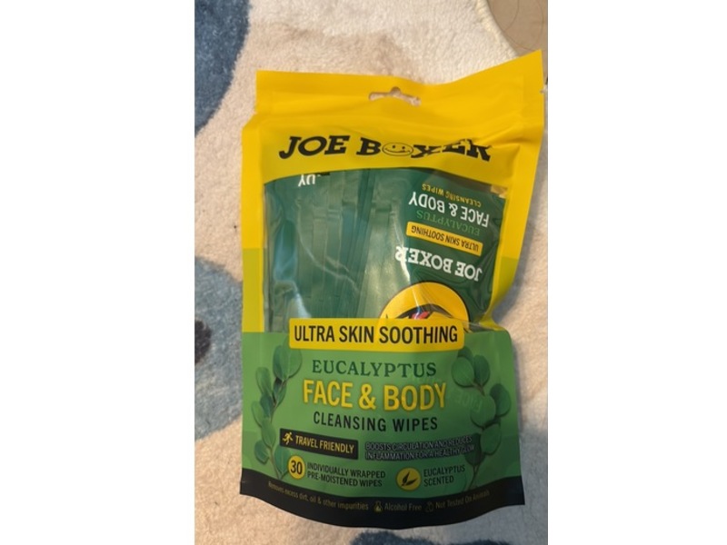 Joe Boxer Face & Body Ultra Skin Soothing Cleansing Wipes, 30 Wipes