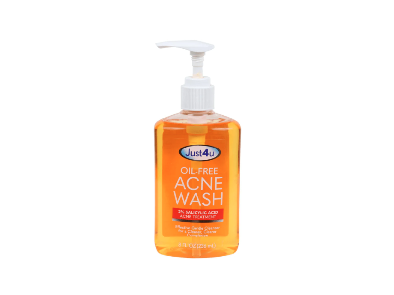 Just4u Oil Free Acne Wash, 2% Salicylic Acid, 8 fl oz/236 mL