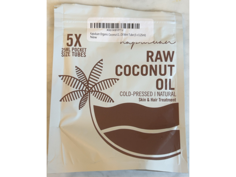 Kapuluan Raw Coconut Oil, 0.85 fl oz/25 mL, 5 Count