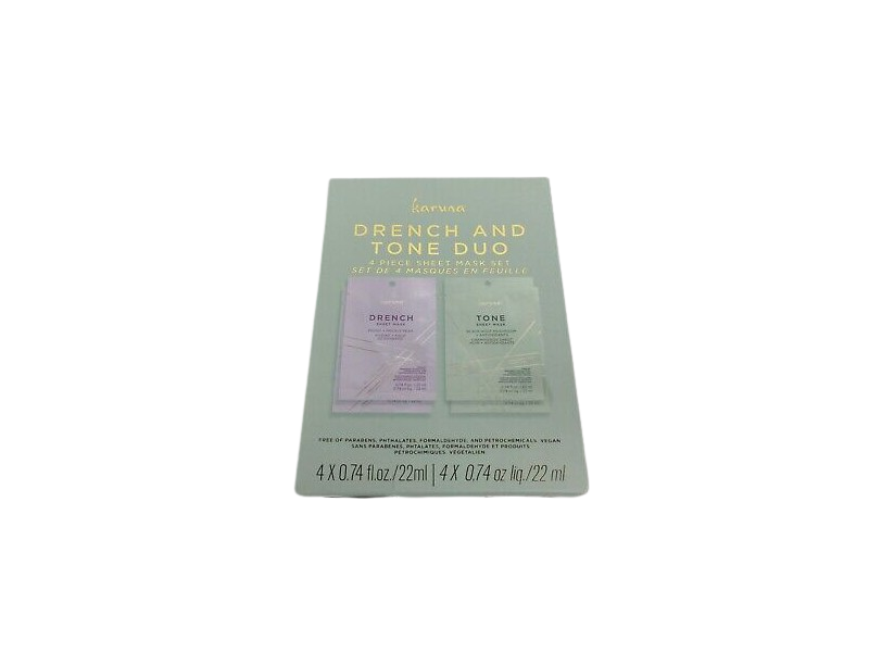 Karuma Sheet Mask Duo, Drench & Tone, 4 Count