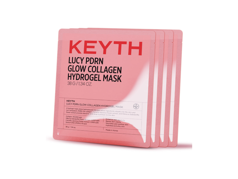Keyth Lucy PDRN Glow Collagen Hydrogel Mask, 1.34 oz/38 g, 4 Count