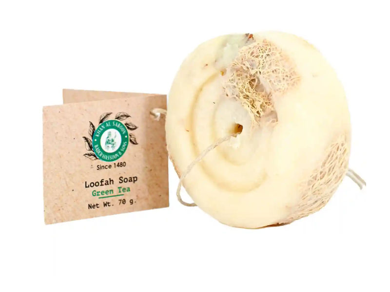 Khan Al-Saboun Loofah Soap, Green Tea, 70 g