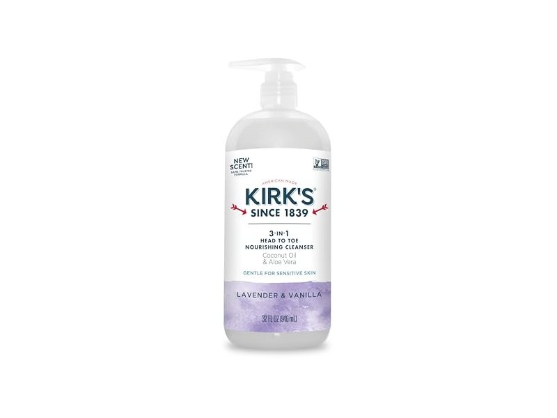 Kirk's 3-in-1 Head to Toe Nourishing Liquid Cleanser, Lavender & Vanilla, 32 fl oz/946 mL