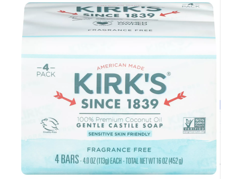 Kirk's Gentle Castile Soap, 4 oz/113 g, Count 4, Pack Of 3