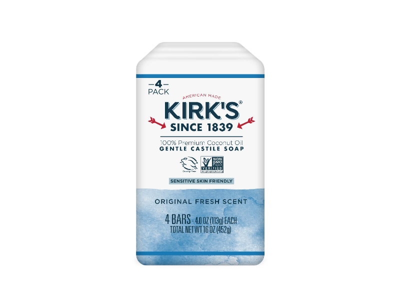 Kirk's Gentle Castile Soap, Original Fresh Scent, 16 oz/452 g, 4 Count