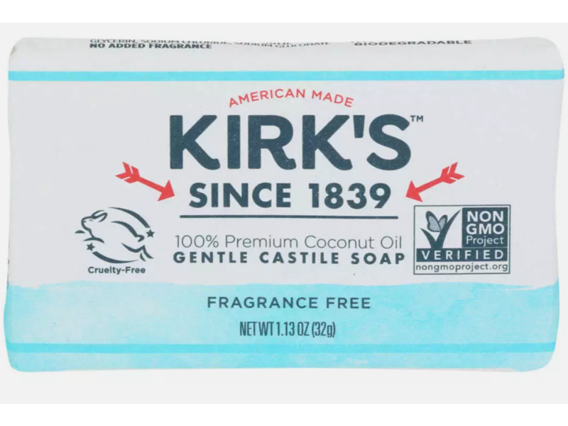 Kirk's Since 1839 Gentle Castle Soap, Coconut Oil, 1.13 oz/32 g, 3 Count