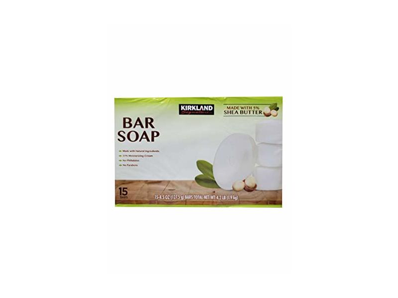 Kirkland Signature Bar Soap, Shea Butter, 4.5 oz/127.5 g (15 bars)