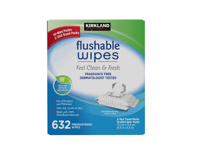 Kirkland Signature Flushable Wipes, Feel Clean & Fresh,632 Count