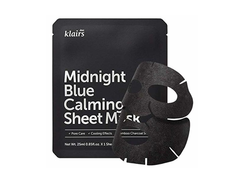 Klairs Midnight Blue Calming Sheet Mask, 0.85 fl oz/25 mL, 10 Count