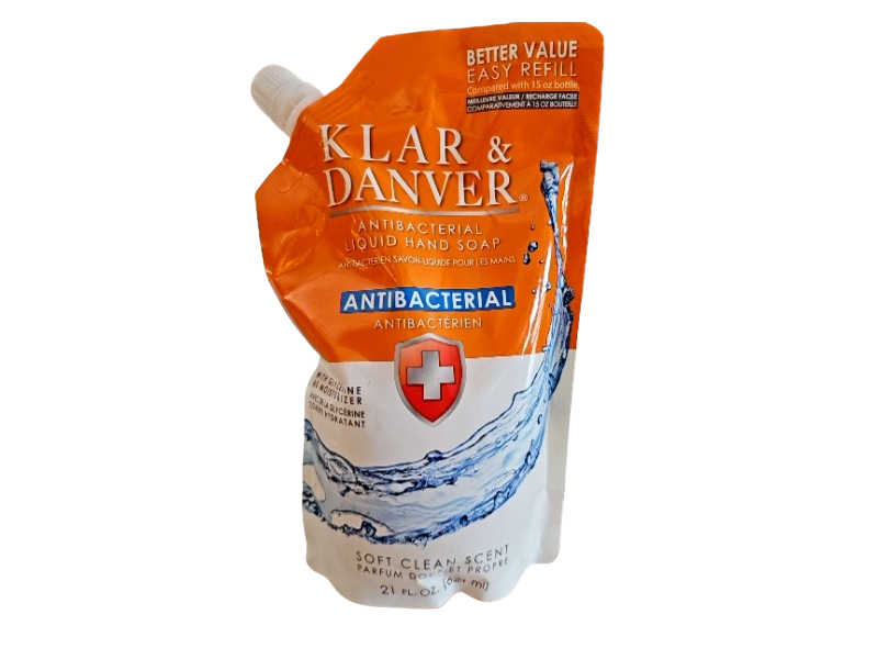 Klar & Danver Antibacterial Liquid Hand Soap, Soft Clean Scent, 21 fl oz/621 mL