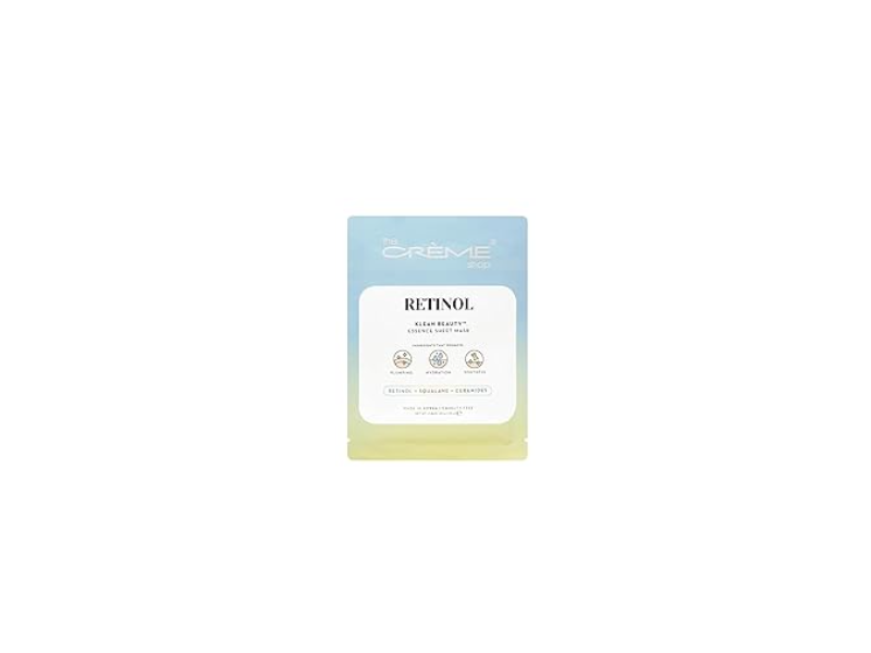 Klean Beauty Essence Retinol Sheet Mask, Retinol + Squalane + Ceramides, 0.84 fl oz/25 mL, Pack Of 5