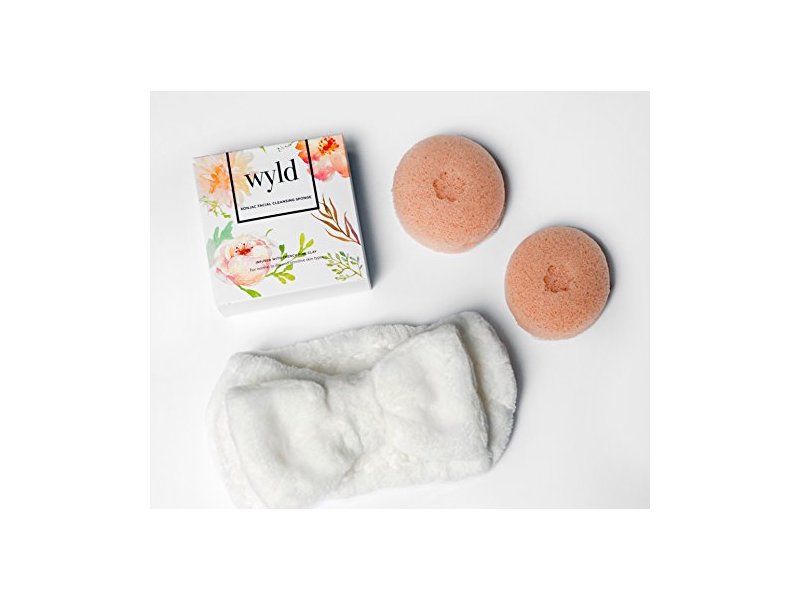 Wyld Konjac Facial Cleansing Sponge Set, French Pink Clay