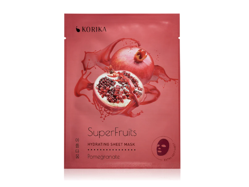 Korika Super Fruits Hydrating Sheet Mask, Pomegranate, 25 g