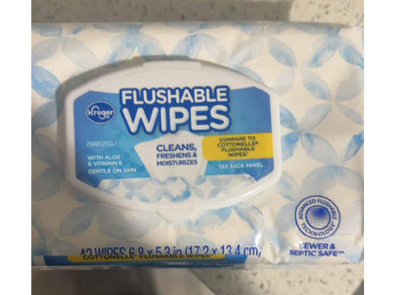 Kroger Flushable Wipes, Vitamin E & Aloe, 42 Count